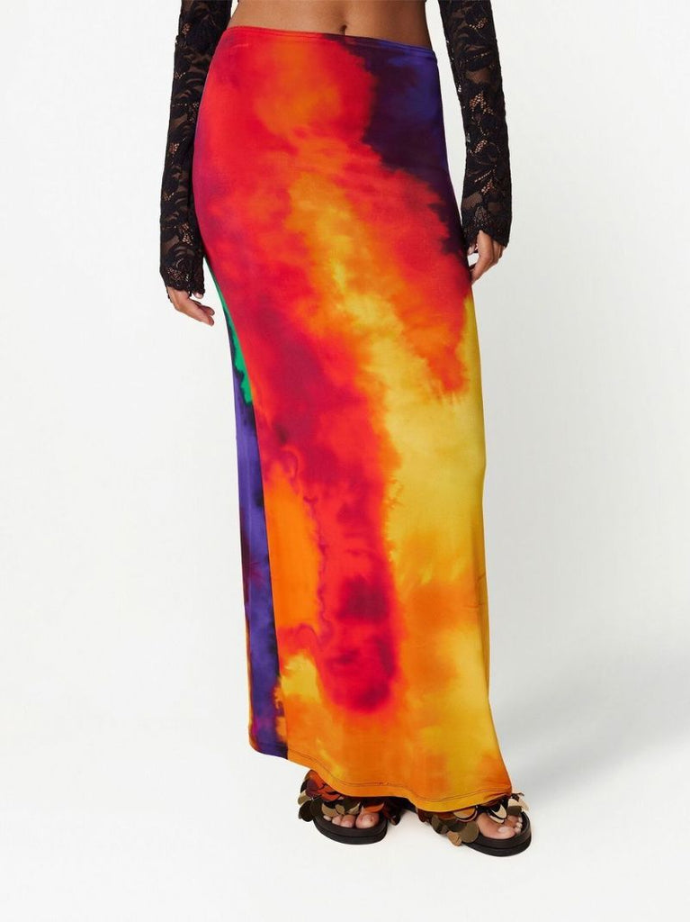 Orange Tie-dye Maxi Skirt