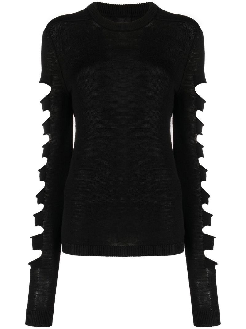 Black Cut-out Wool Sweater