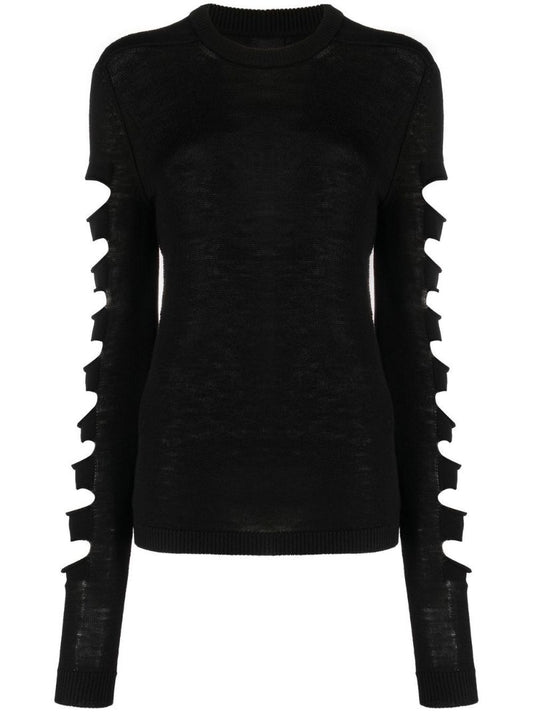 Black Cut-out Wool Sweater