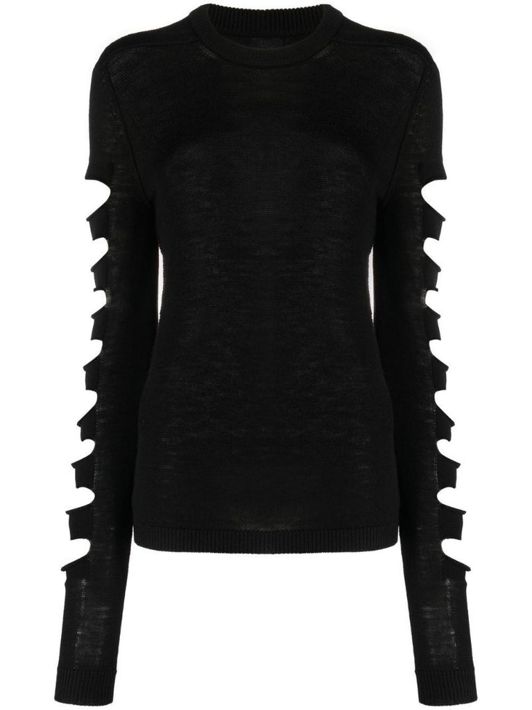 Black Cut-out Wool Sweater