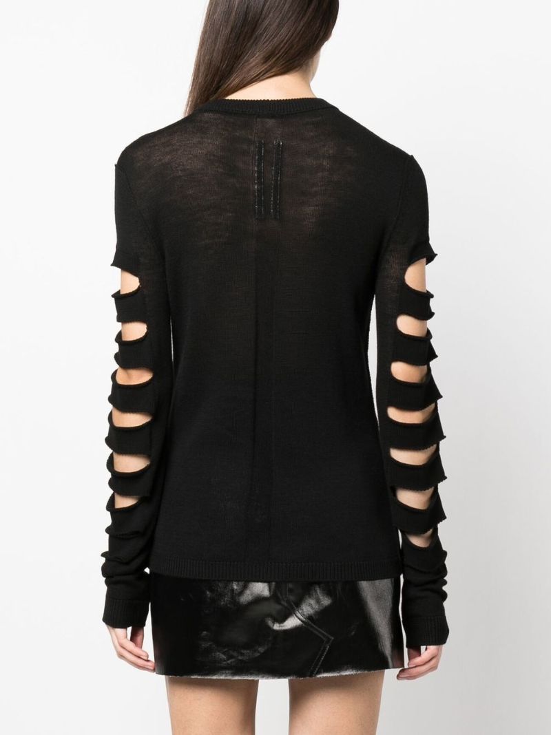 Black Cut-out Wool Sweater