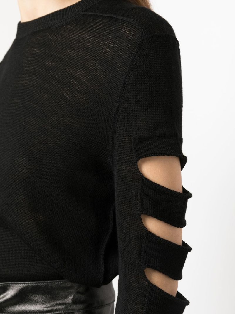 Black Cut-out Wool Sweater