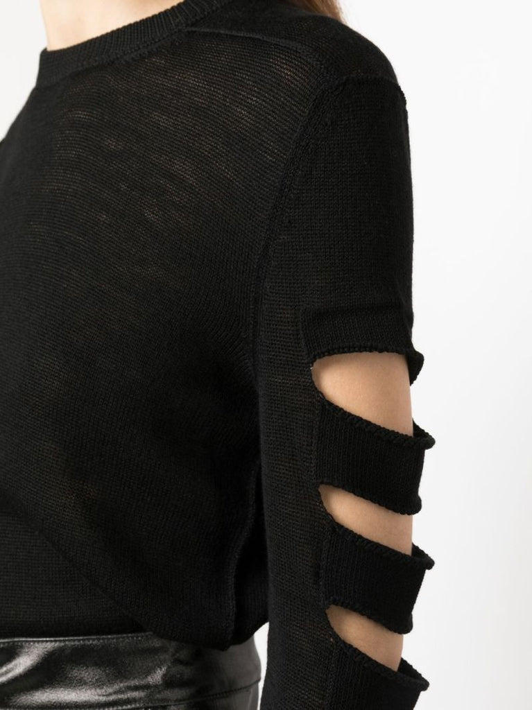 Black Cut-out Wool Sweater