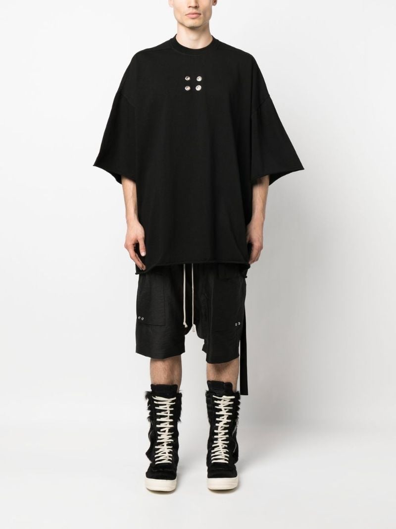 Black Cargo Pods Drop Crotch Shorts