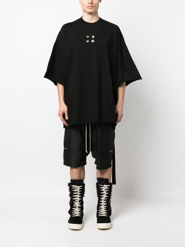 Black Cargo Pods Drop Crotch Shorts