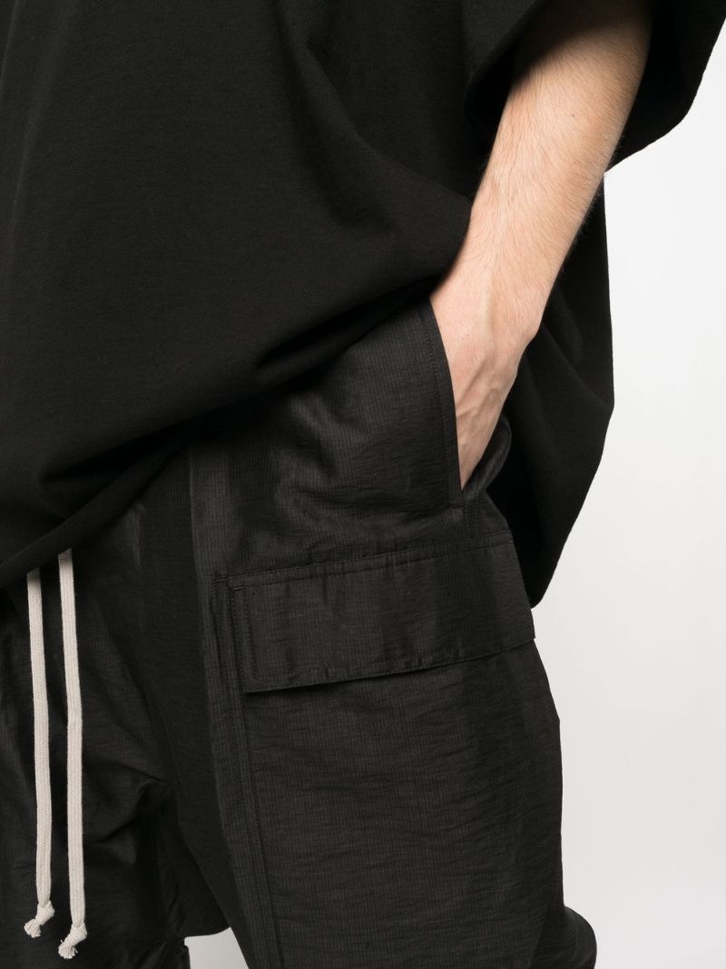 Black Cargo Pods Drop Crotch Shorts