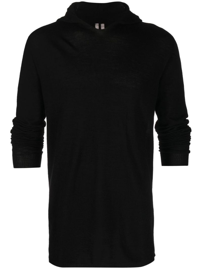 Black Virgin Wool Hoodie