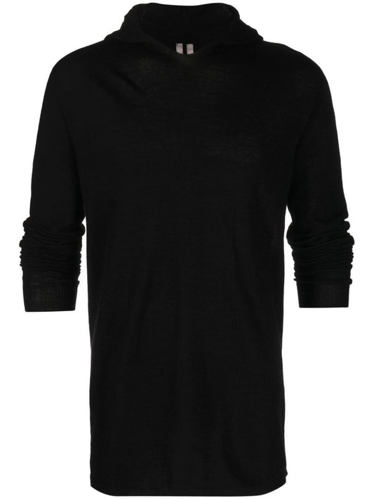 Black Virgin Wool Hoodie