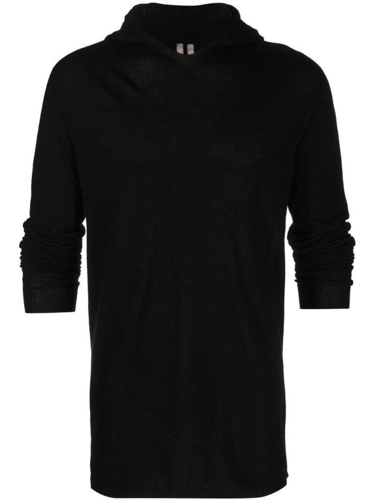 Black Virgin Wool Hoodie