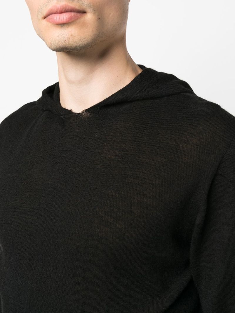 Black Virgin Wool Hoodie