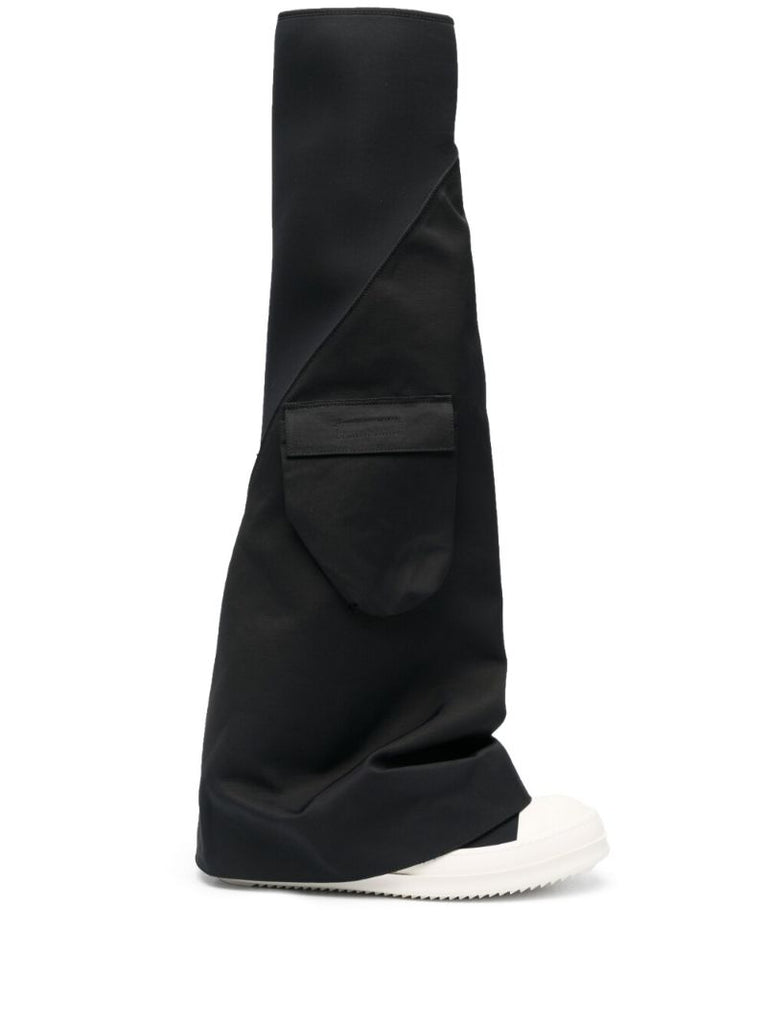 Black Cargo Fetish Knee Length Boots