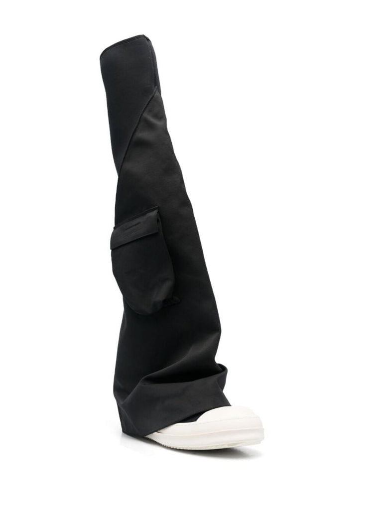 Black Cargo Fetish Knee Length Boots