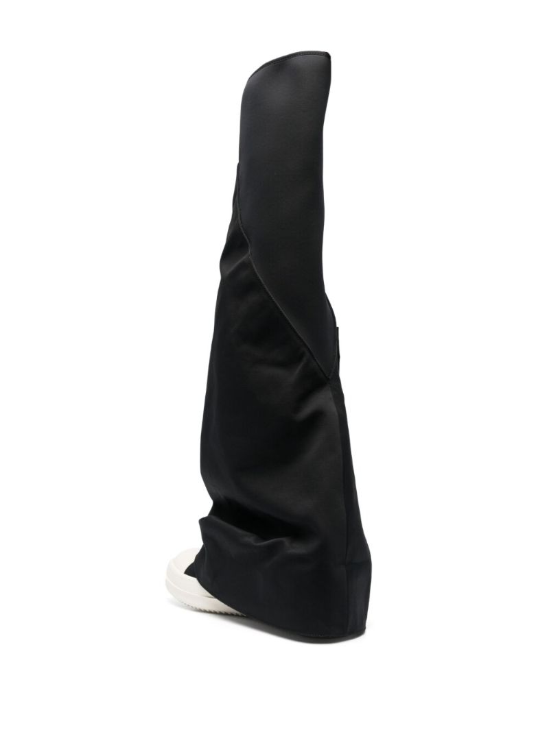 Black Cargo Fetish Knee Length Boots