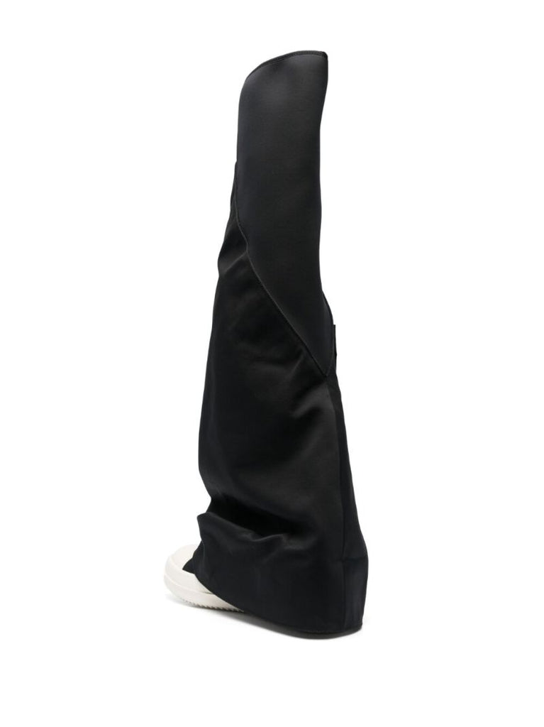 Black Cargo Fetish Knee Length Boots