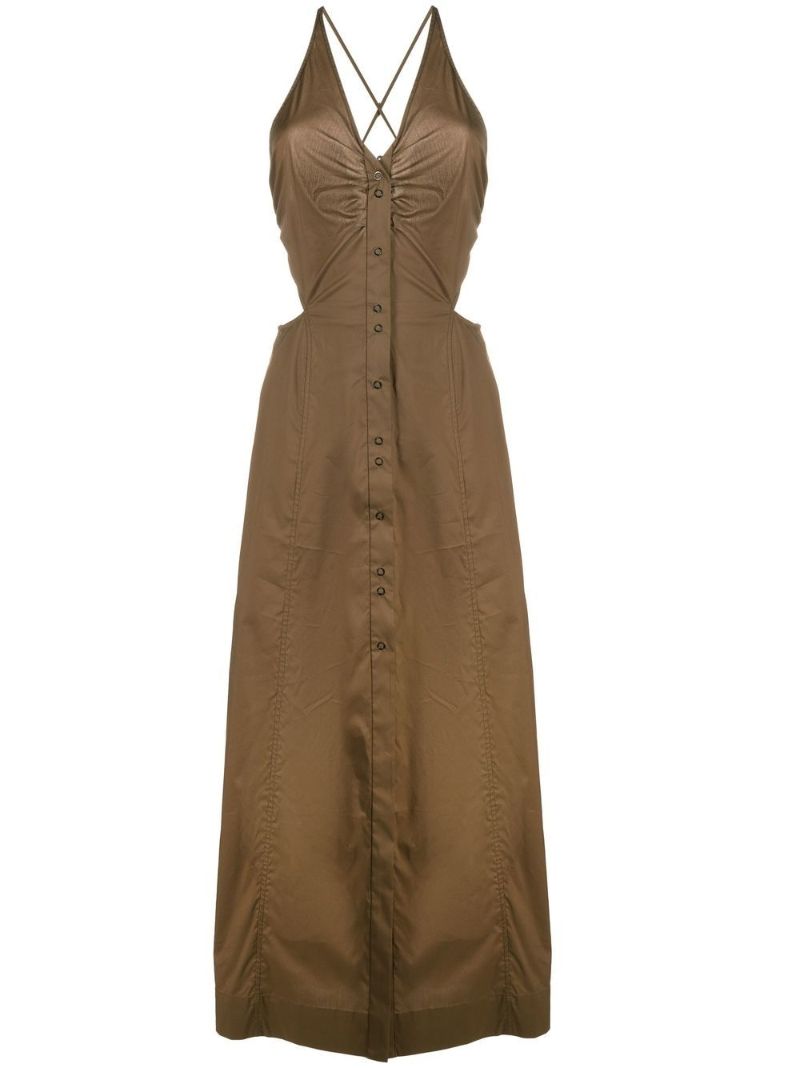 Brown Halterneck Midi Dress
