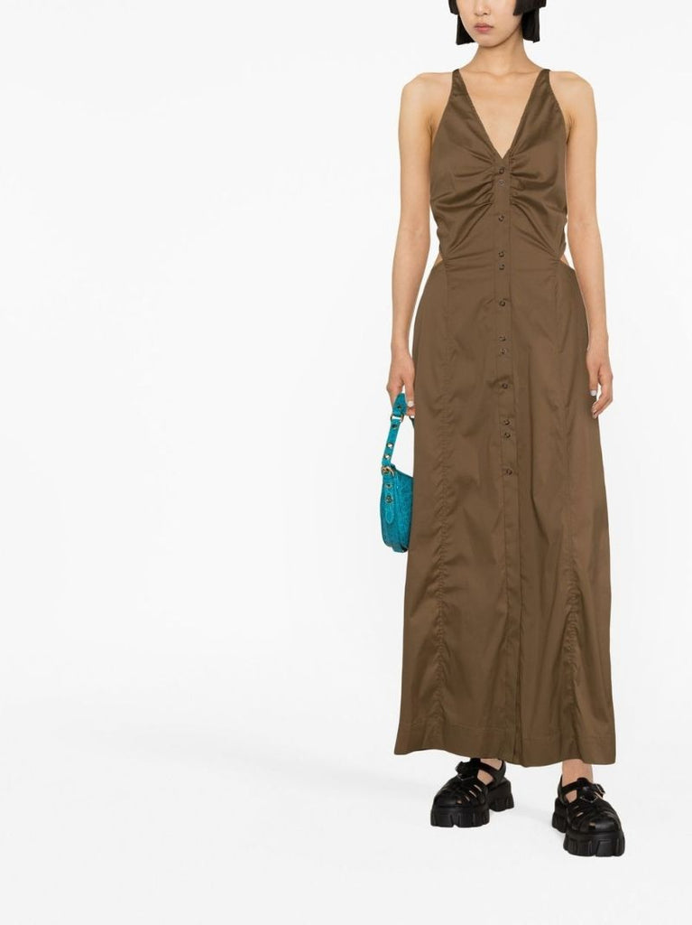 Brown Halterneck Midi Dress