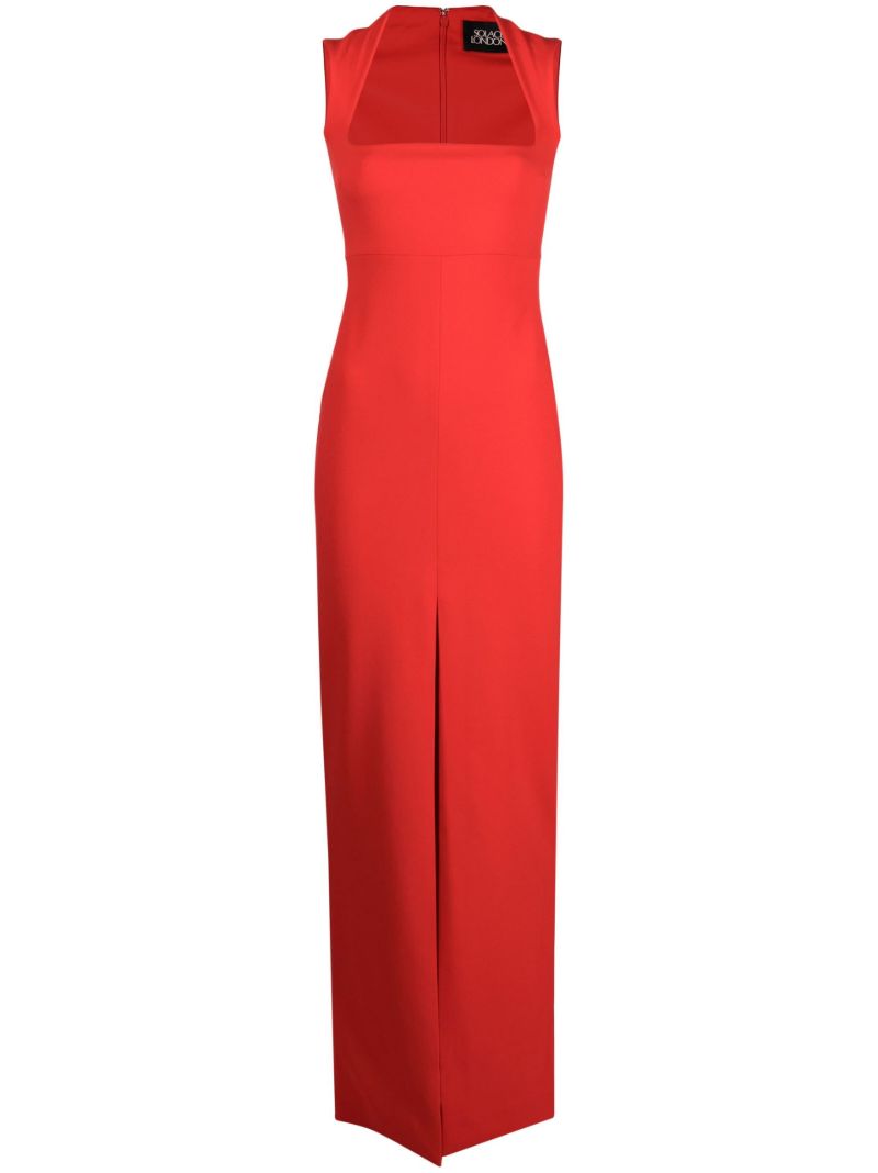 Red Sofia Square Neck Maxi Dress