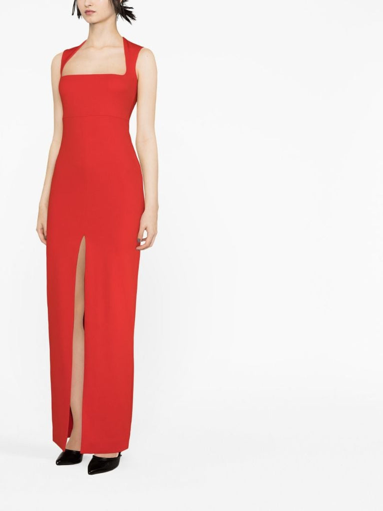 Red Sofia Square Neck Maxi Dress
