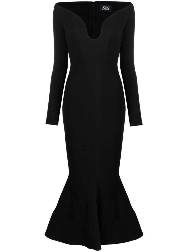 Black Isa Off-the-shoulder Maxi Dress
