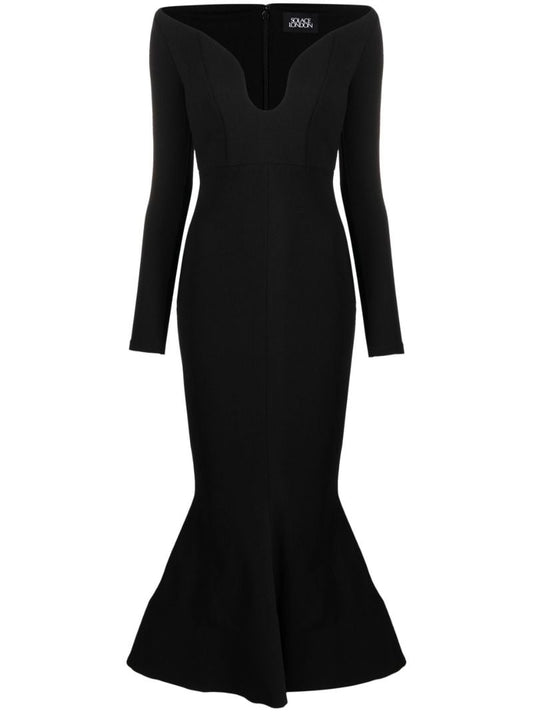 Black Isa Off-the-shoulder Maxi Dress