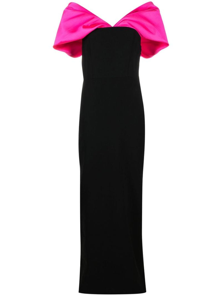 Black Off-shoulder Draped Maxi Dress