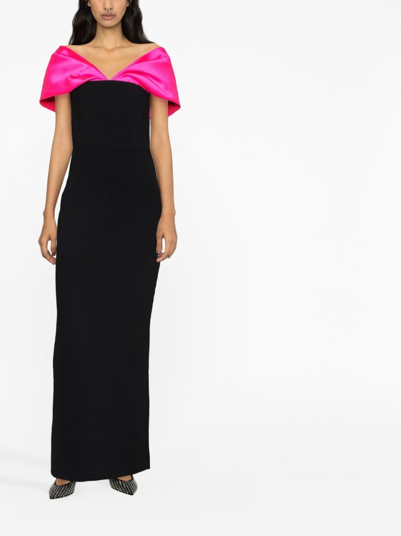 Black Off-shoulder Draped Maxi Dress