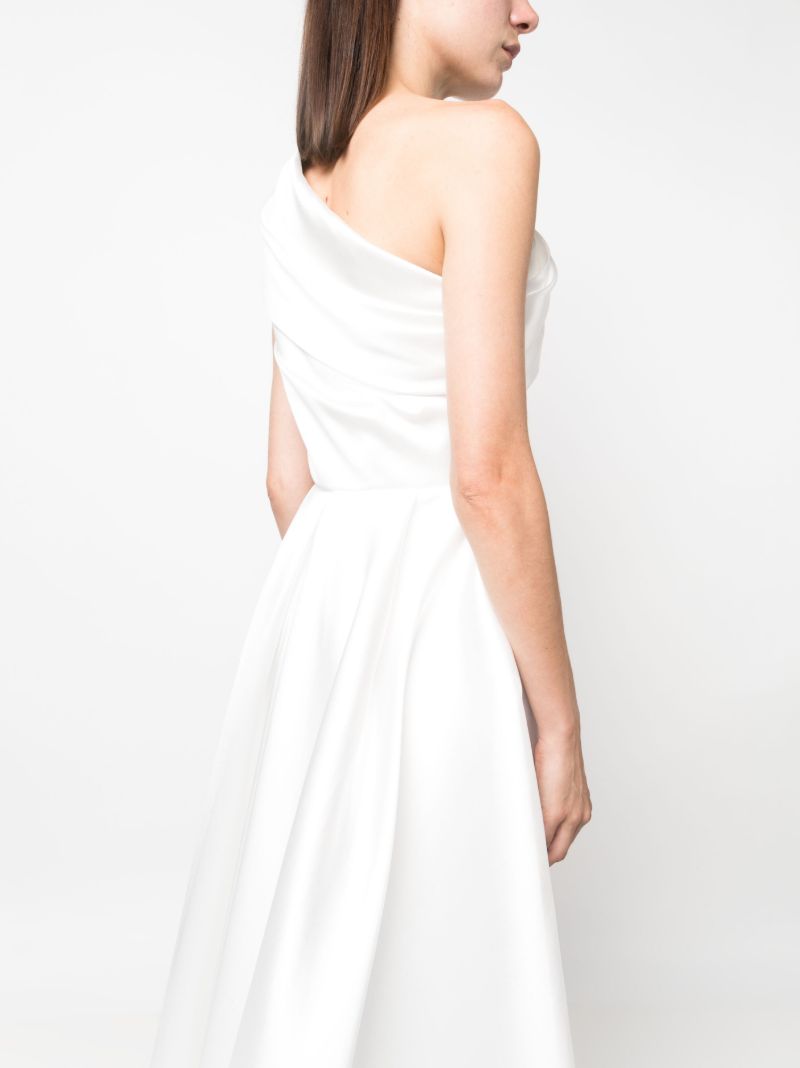 White Alba One-shoulder Draped Gown