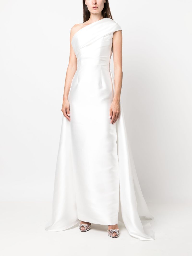 White Alba One-shoulder Draped Gown