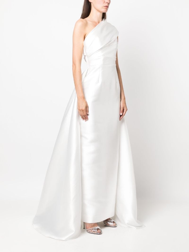 White Alba One-shoulder Draped Gown