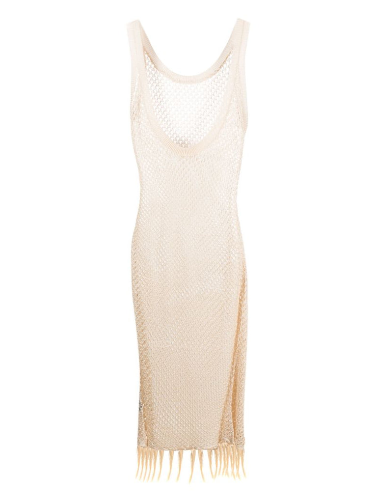 Neutral Emma OmbrÃ_x0083_Â© Crochet Midi Dress