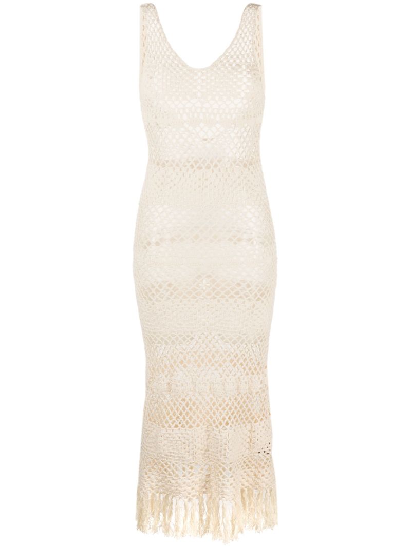 Neutral Dimitry Crochet Knit Midi Dress