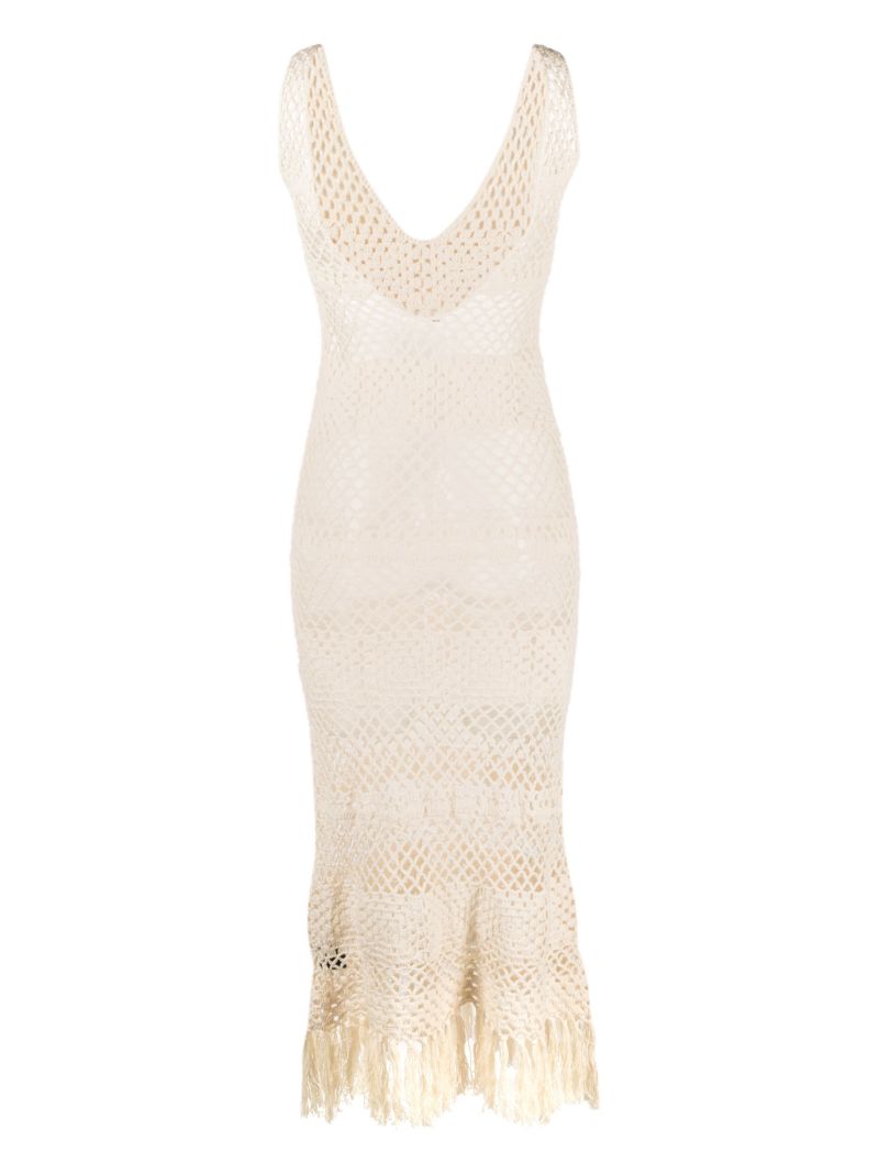 Neutral Dimitry Crochet Knit Midi Dress