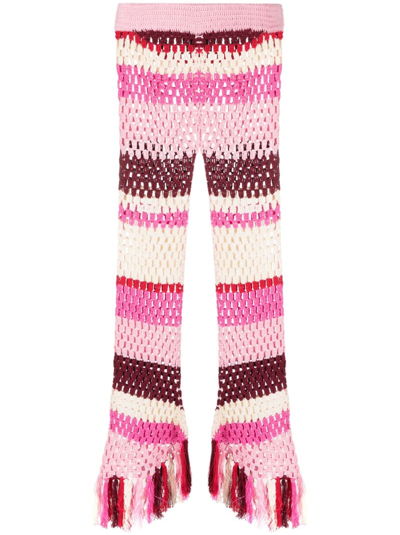 Pink Garix Crochet Flared Trousers