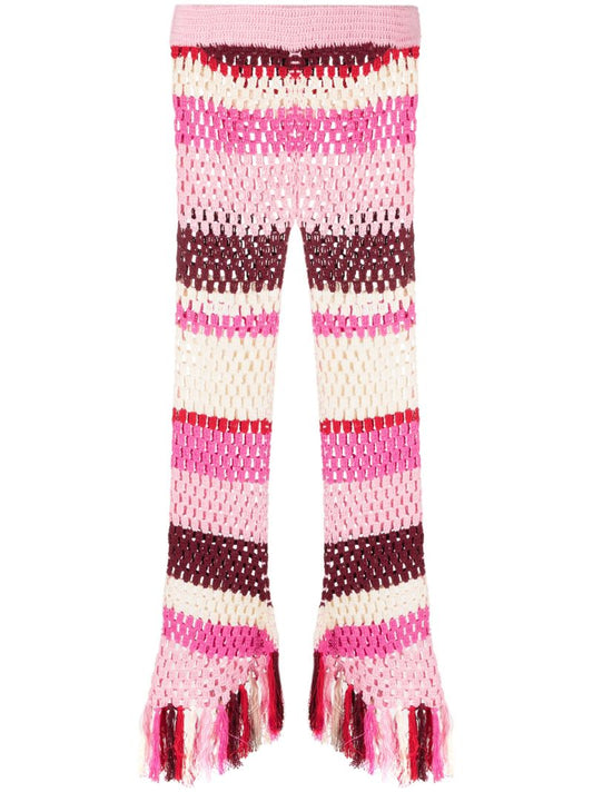 Pink Garix Crochet Flared Trousers