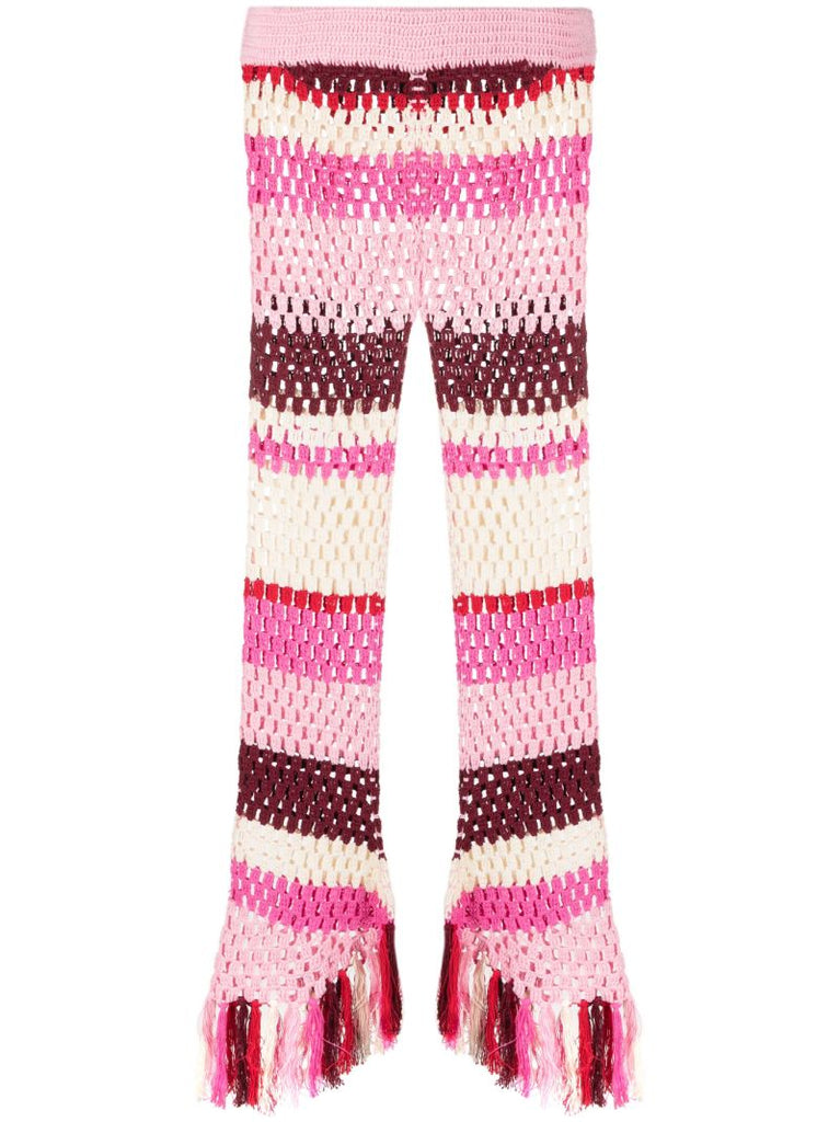 Pink Garix Crochet Flared Trousers