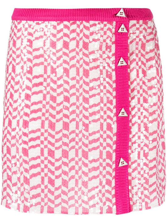 Pink Geometric Pattern Sequinned Mini Skirt