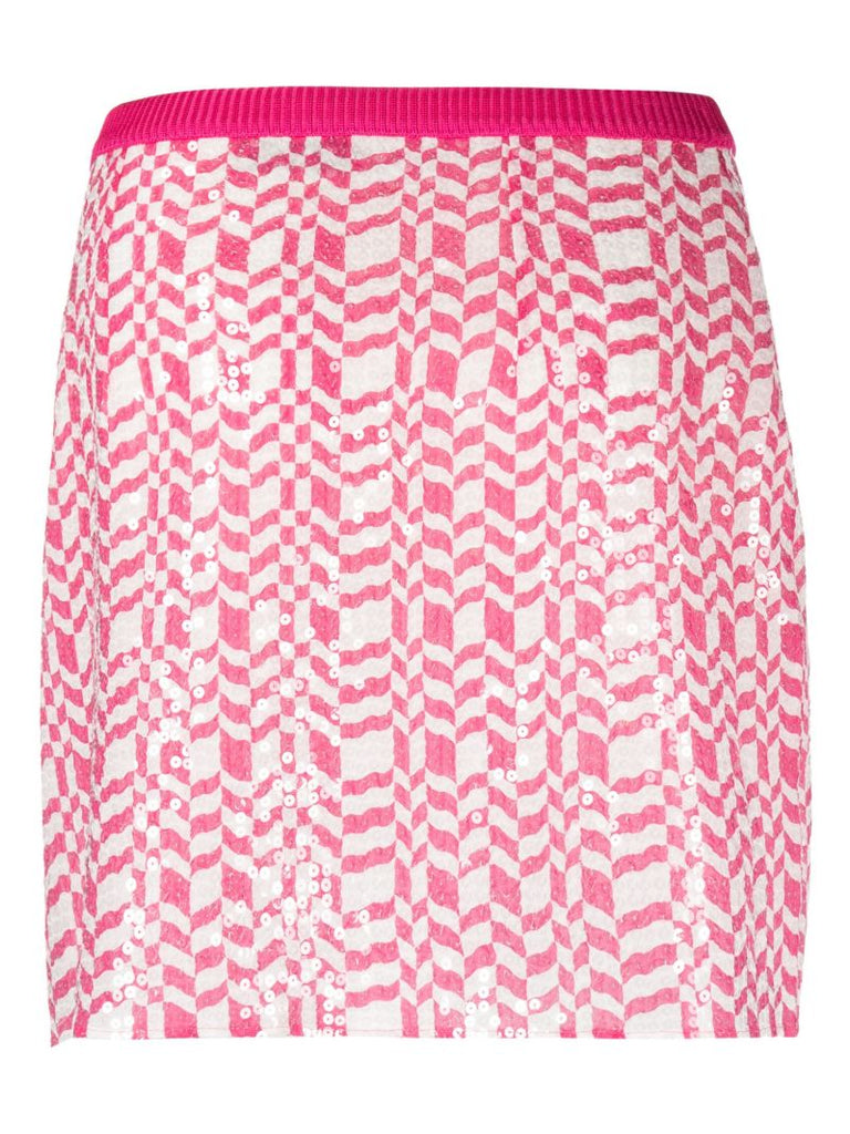 Pink Geometric Pattern Sequinned Mini Skirt