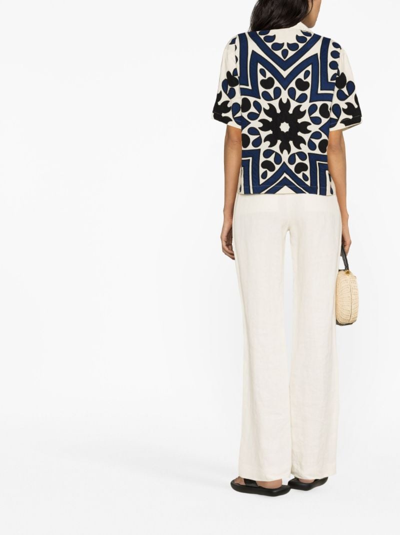 Blue Kaia AppliquÃ_x0083_Â© Cotton Shirt