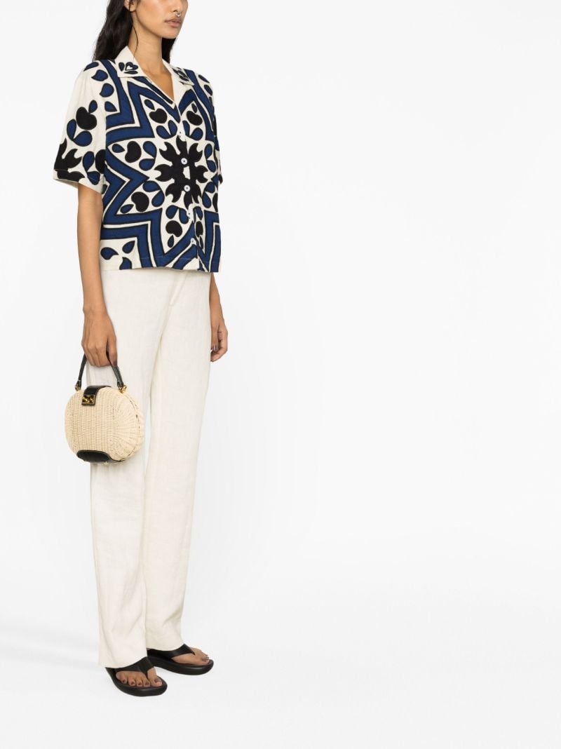 Blue Kaia AppliquÃ_x0083_Â© Cotton Shirt