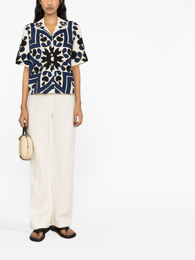 Blue Kaia AppliquÃ_x0083_Â© Cotton Shirt