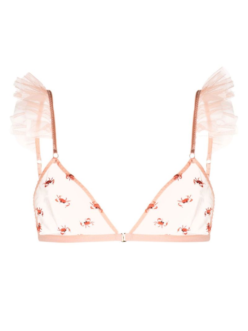 Pink Crabe Ruffled Triangle Bra