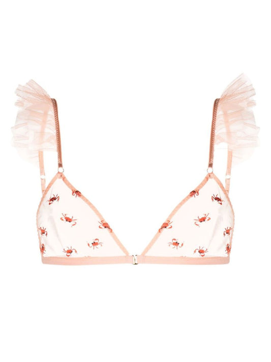 Pink Crabe Ruffled Triangle Bra