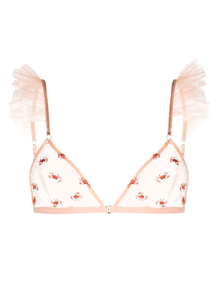 Pink Crabe Ruffled Triangle Bra