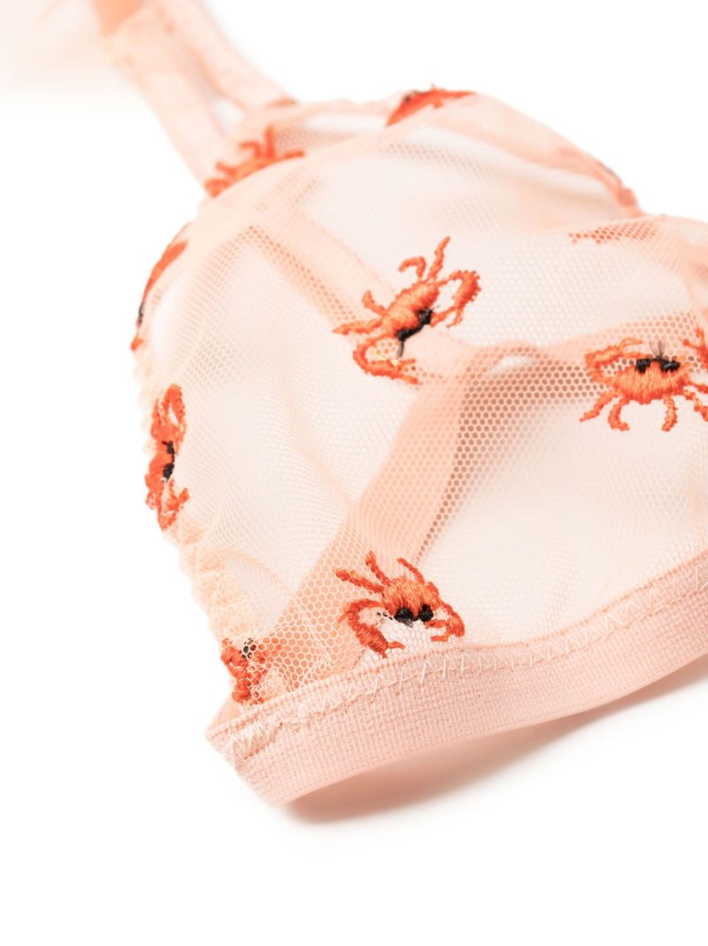 Pink Crabe Ruffled Triangle Bra