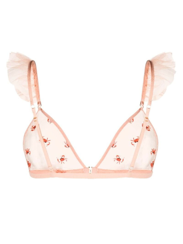 Pink Crabe Ruffled Triangle Bra