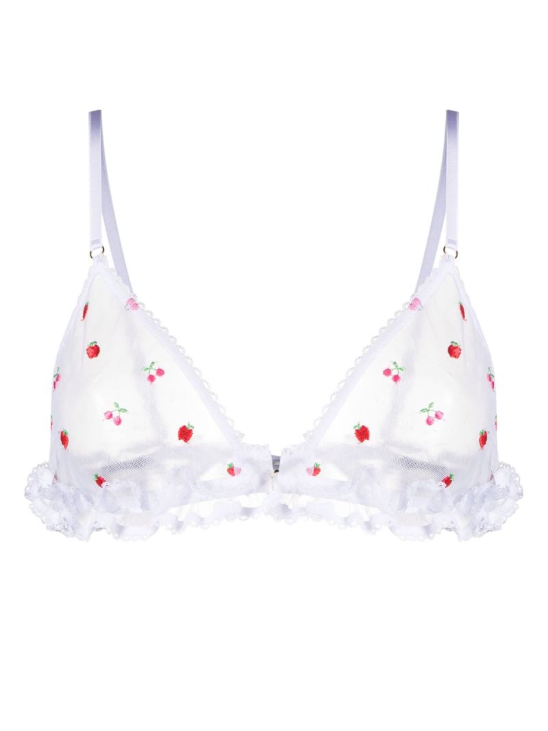 White Pomme Embroidered Triangle Bra