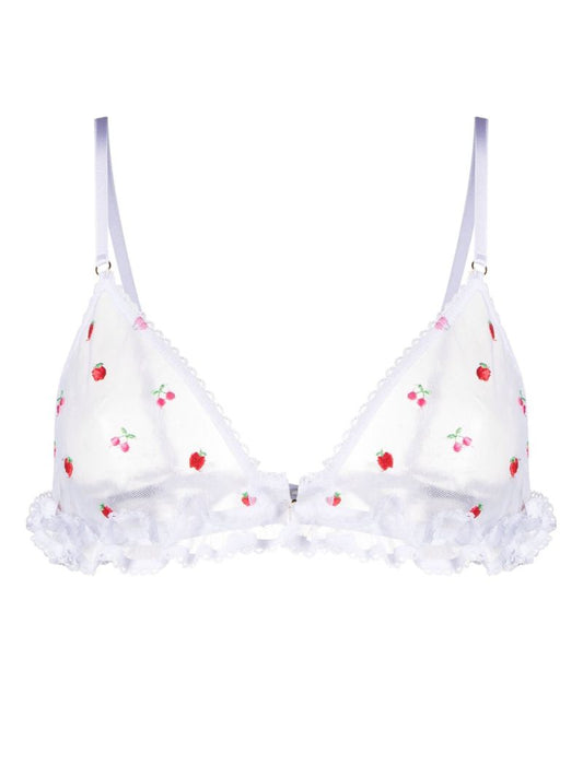 White Pomme Embroidered Triangle Bra