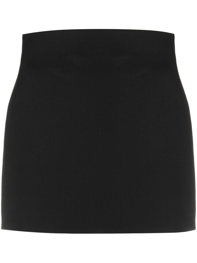 Black Column Wool Mini Skirt