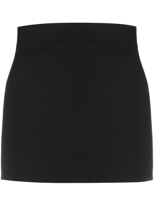 Black Column Wool Mini Skirt