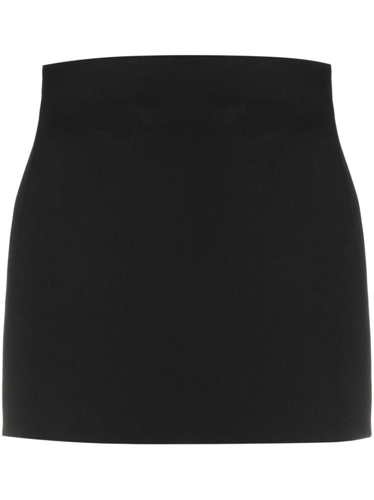 Black Column Wool Mini Skirt